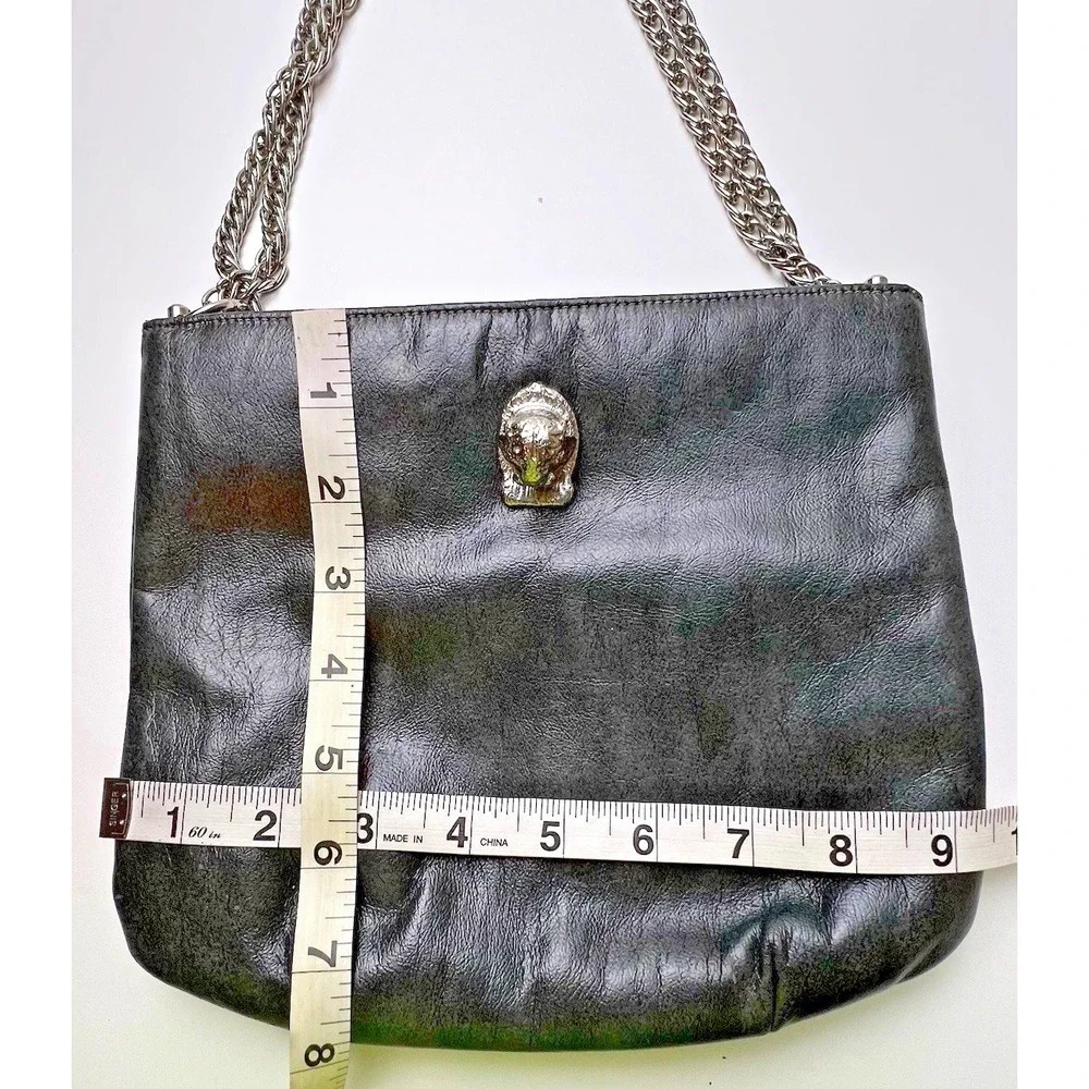 Vintage Mardane Lion/Tiger Head Dark Gray Shimmery Evening Purse  Chain Strap